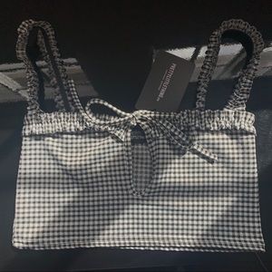 PrettyLittleThing black and white gingham top.